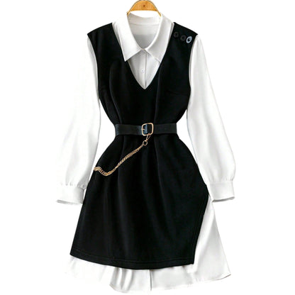 SHE fekete-fehér kétrészes ruha szett