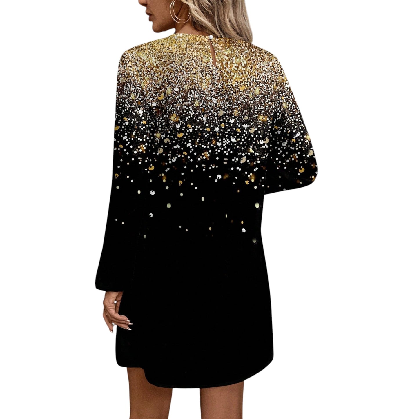 SHE fekete-arany glitteres mini ruha
