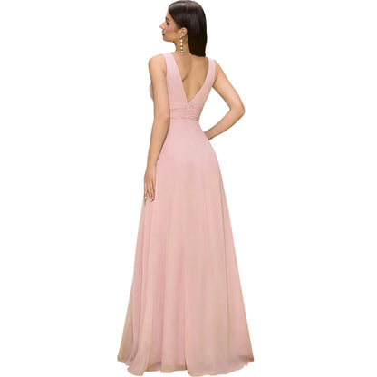 SHE rózsaszín V-nyakú maxi ruha