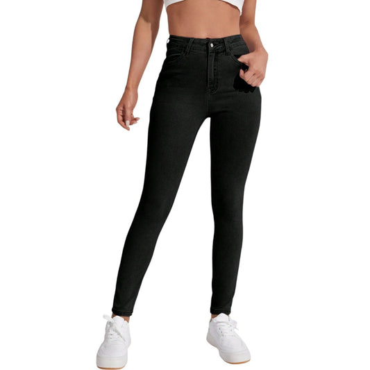 SHE fekete slim fit farmer nadrág