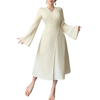 SHE krémszínű hosszú ujjú midi ruha