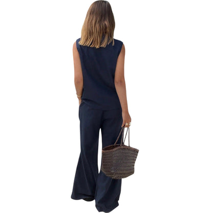SHE sötétkék ujjatlan jumpsuit
