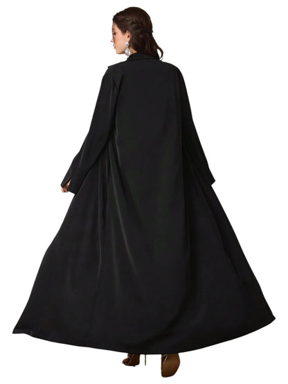 SHE fekete hímzett galléros abaya