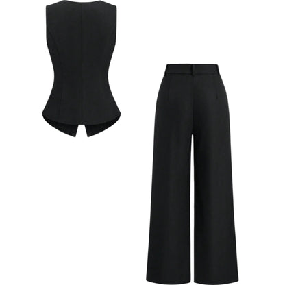 SHE fekete mellény és nadrág szett