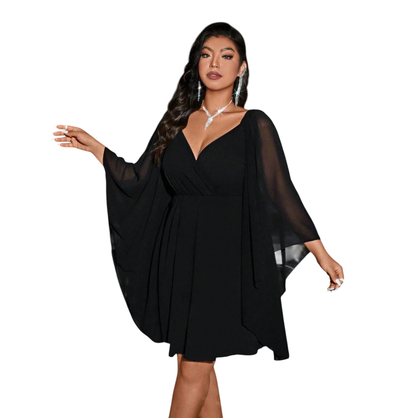 SHE fekete sifon mini ruha