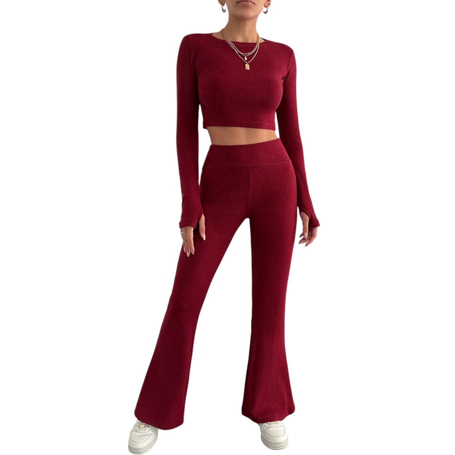 SHE bordó kötött melegítő szett