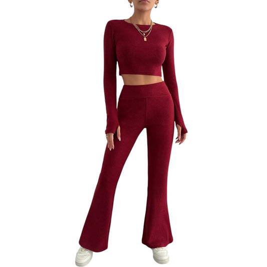 SHE bordó kötött melegítő szett