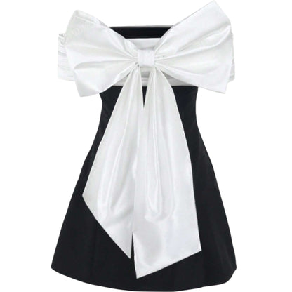 SHE fekete-fehér garbós mini ruha