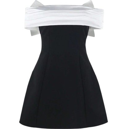 SHE fekete-fehér garbós mini ruha