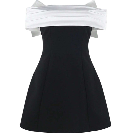 SHE fekete-fehér garbós mini ruha