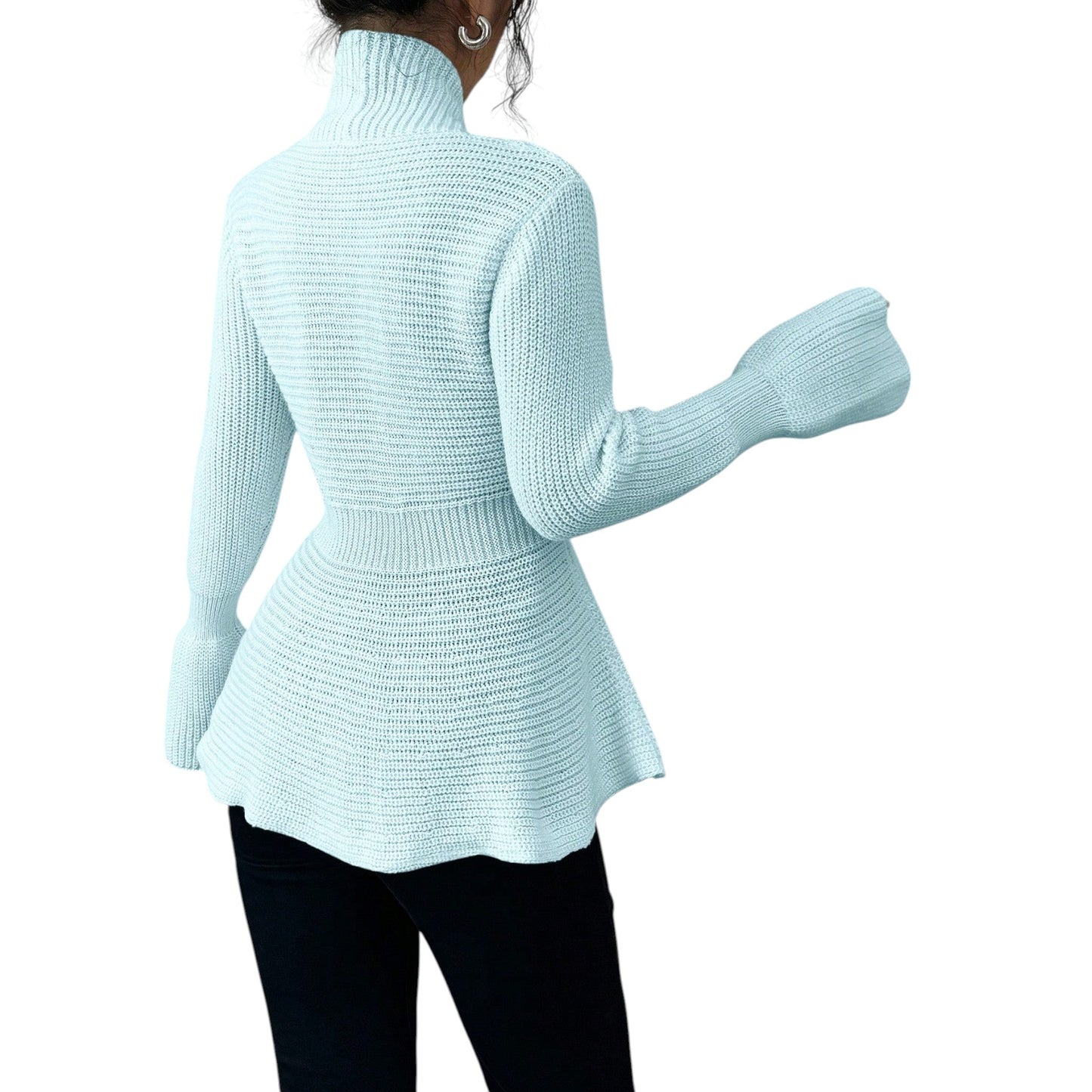 SHE világoskék kötött peplum kardigán