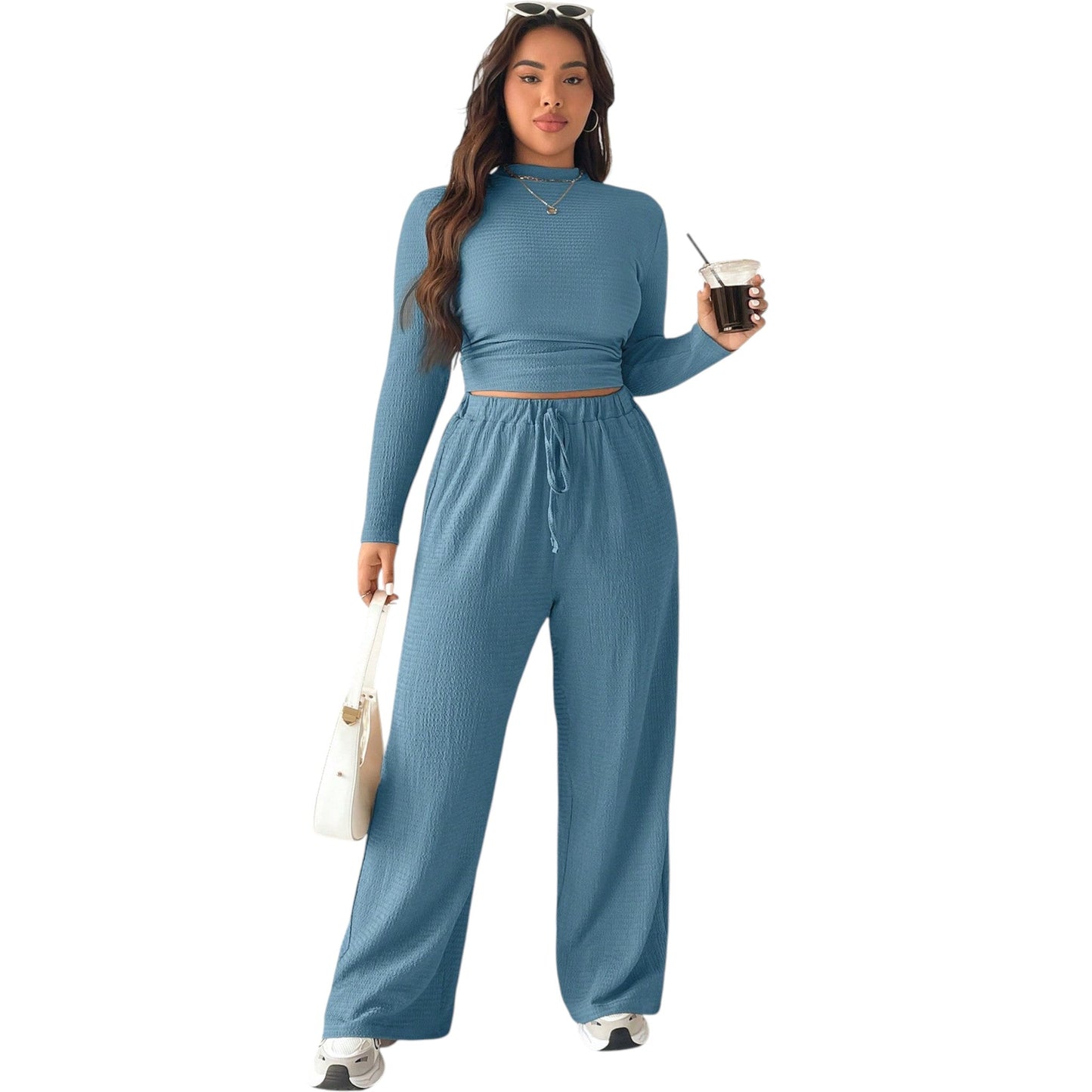 SHE kék kötött két részes szett