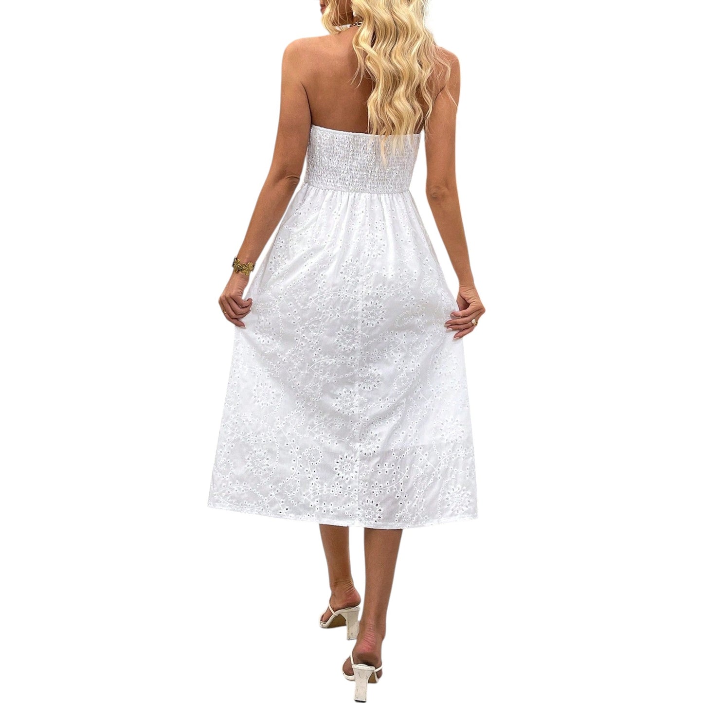 SHE fehér bandeau midi ruha