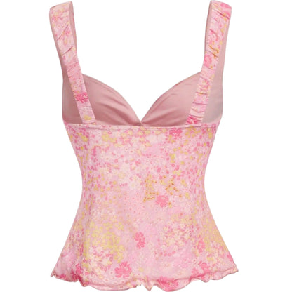 SHE rózsaszín virágmintás cami top