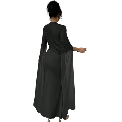 SHE fekete hosszú ujjú maxi ruha