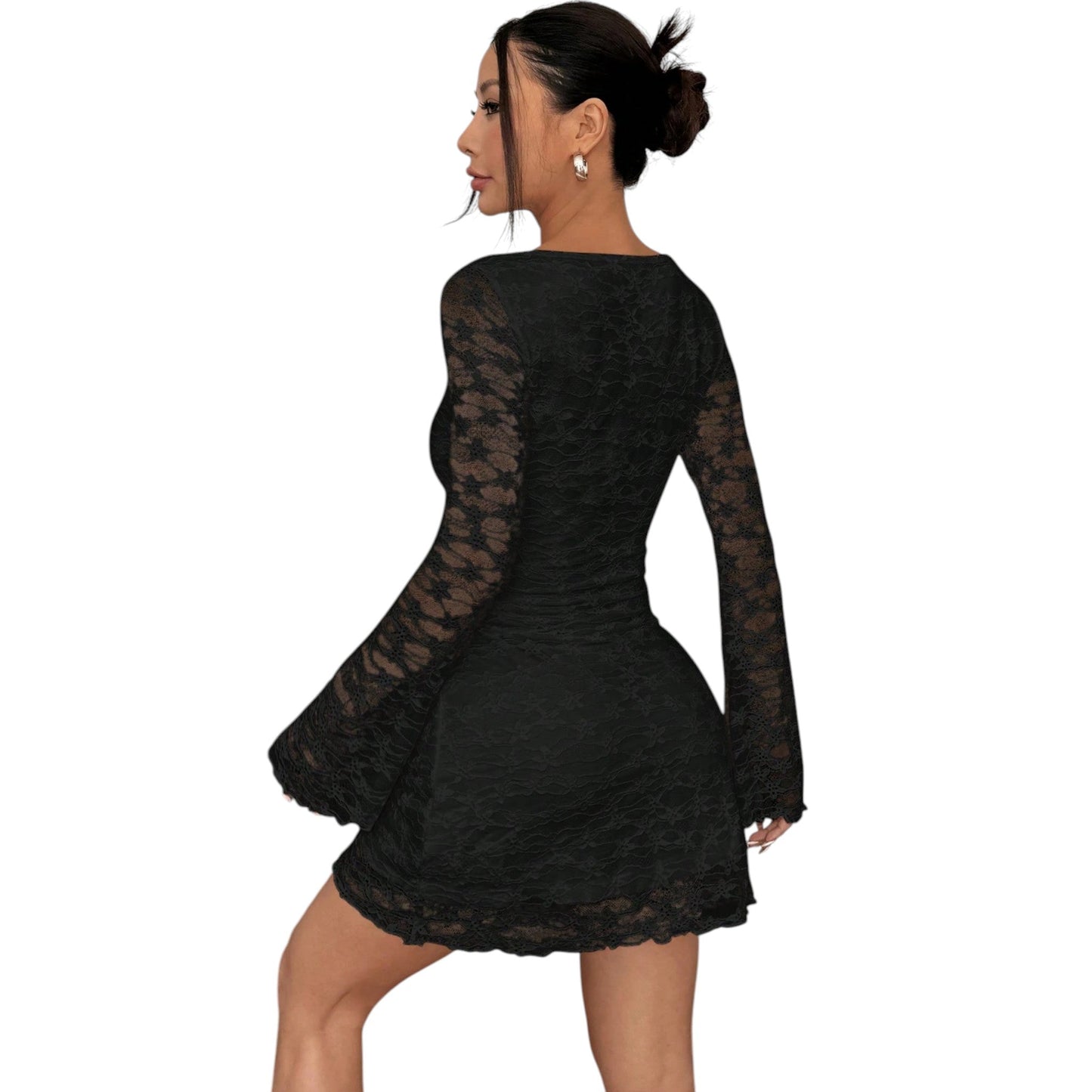 SHE fekete csipke mini ruha