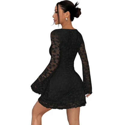 SHE fekete csipke mini ruha