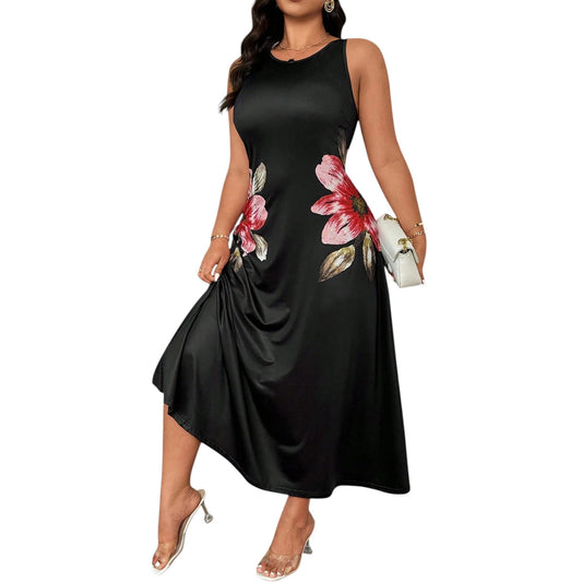 SHE fekete virágmintás koktél ruha