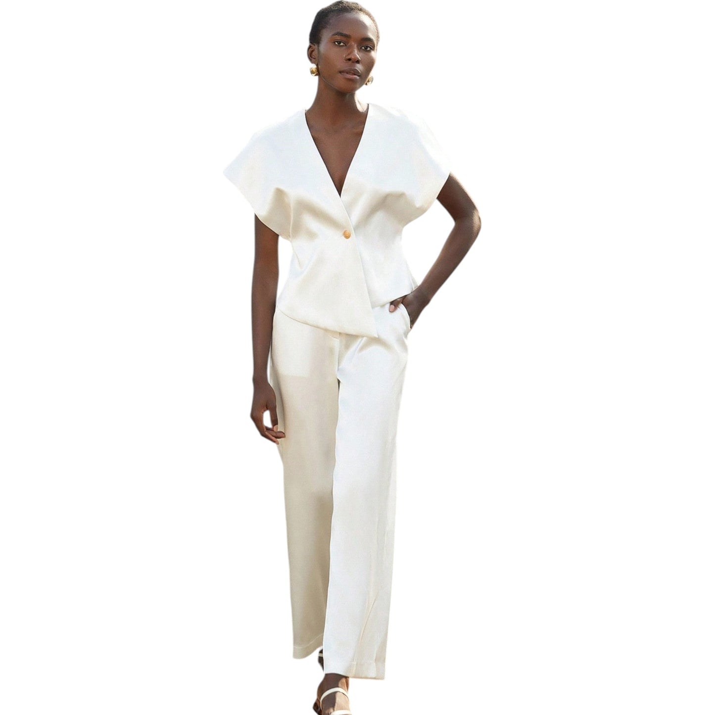 SHE fehér blúz és nadrág szett