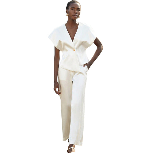 SHE fehér blúz és nadrág szett