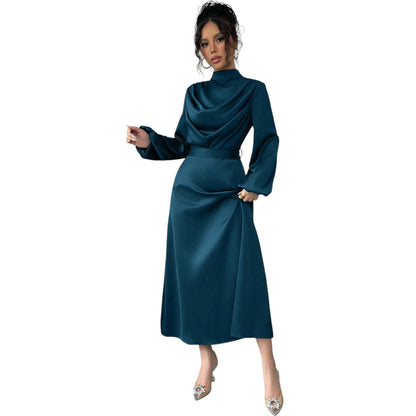 SHE türkiz hosszú ujjú midi ruha