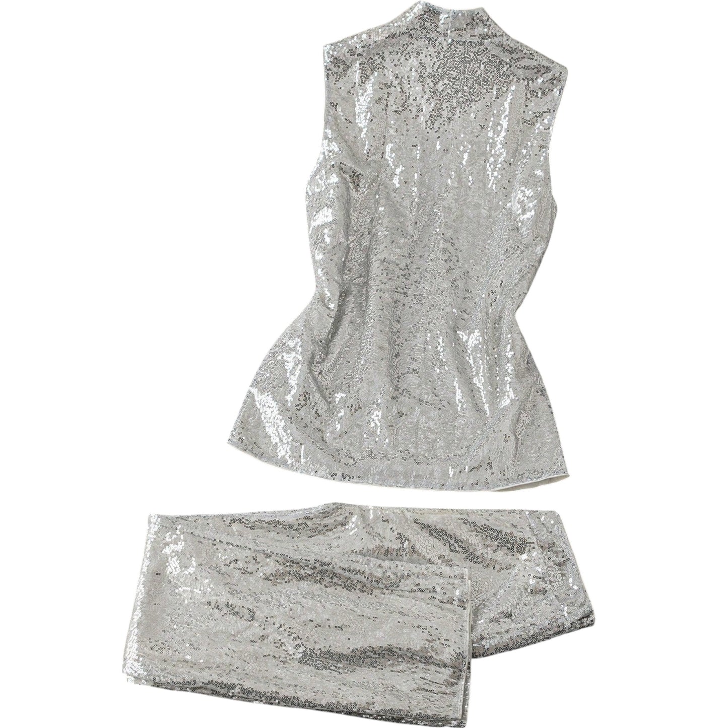 SHE ezüst flitteres mellény szett