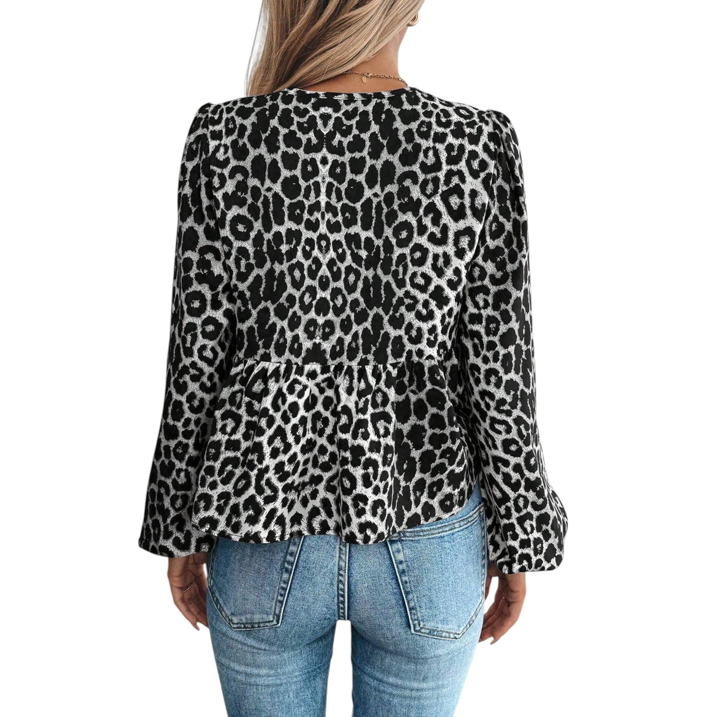 SHE leopárdmintás fodros blúz