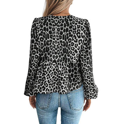SHE leopárdmintás fodros blúz