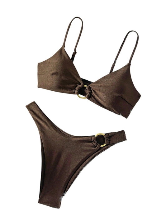 SHE barna karika díszes bikini