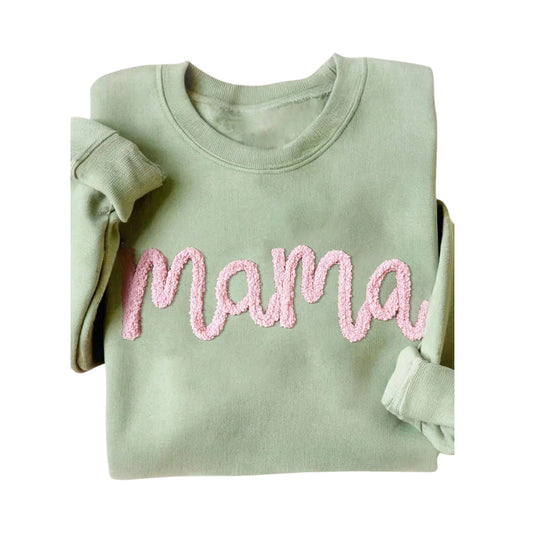 SHE zöld "Mama" feliratos pulóver
