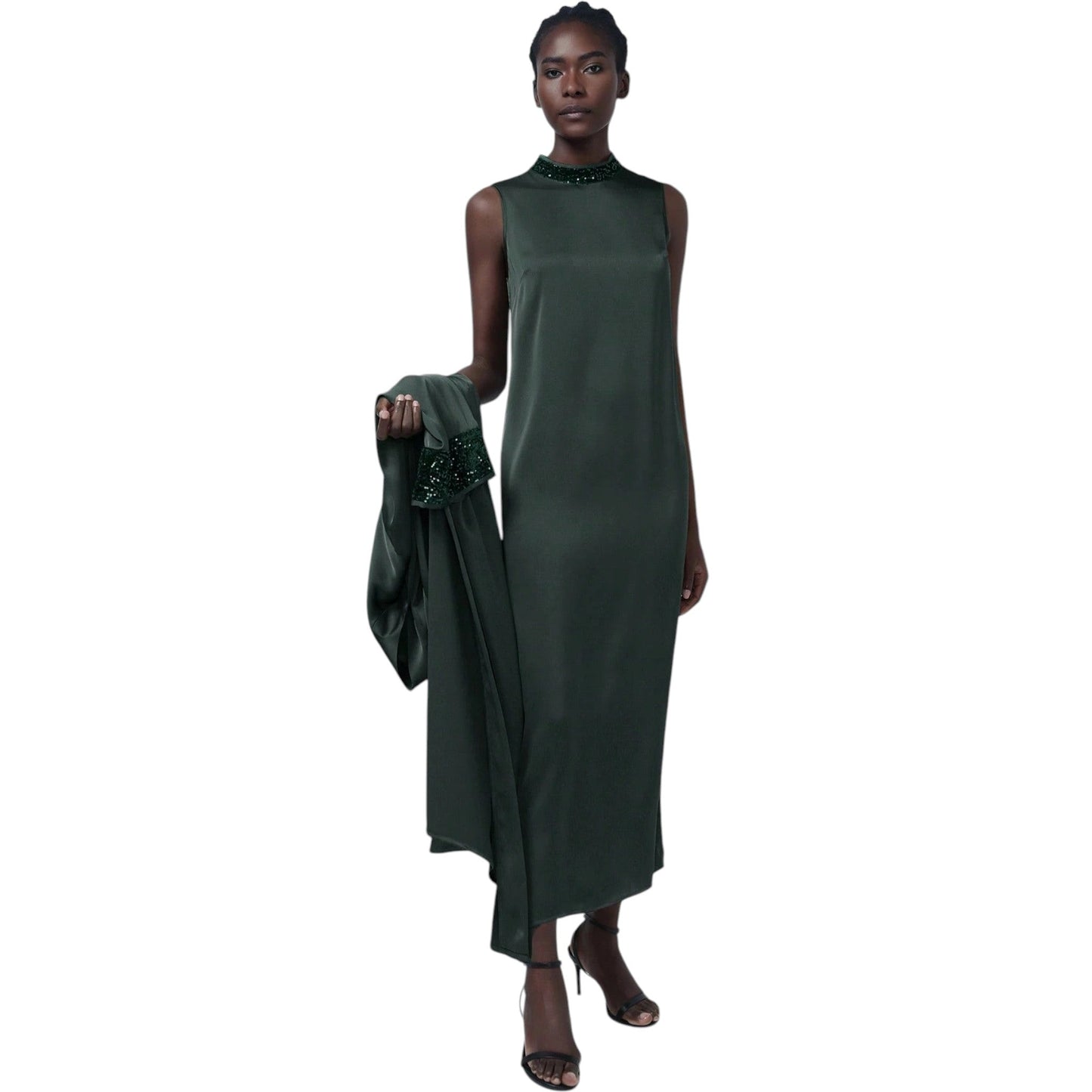 SHE smaragdzöld flitteres maxi ruha