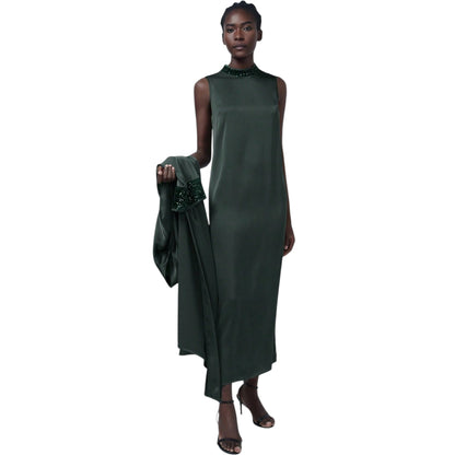 SHE smaragdzöld flitteres maxi ruha